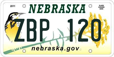 NE license plate ZBP120
