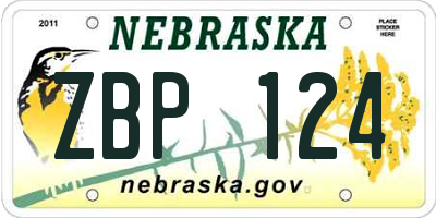 NE license plate ZBP124