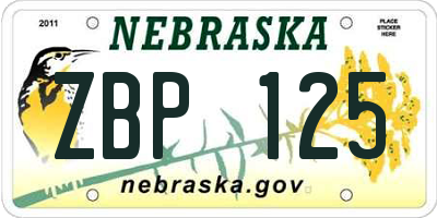 NE license plate ZBP125