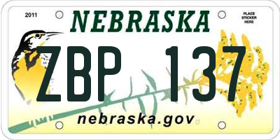 NE license plate ZBP137