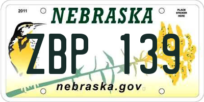 NE license plate ZBP139