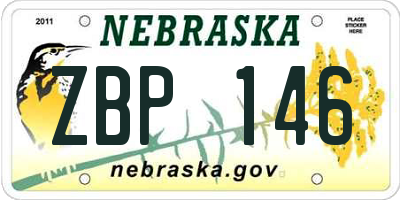 NE license plate ZBP146