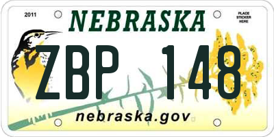 NE license plate ZBP148