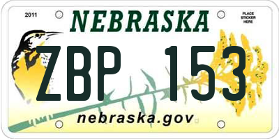 NE license plate ZBP153