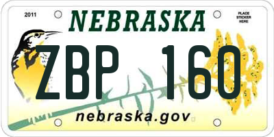 NE license plate ZBP160