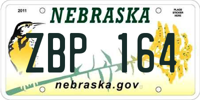 NE license plate ZBP164