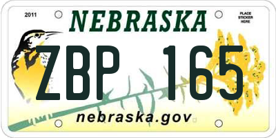NE license plate ZBP165