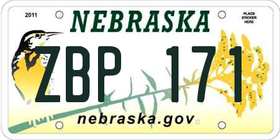 NE license plate ZBP171