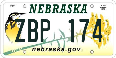 NE license plate ZBP174