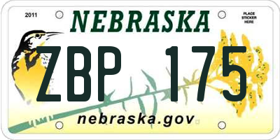 NE license plate ZBP175