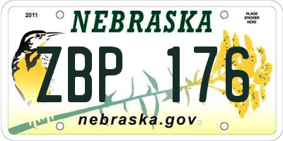 NE license plate ZBP176