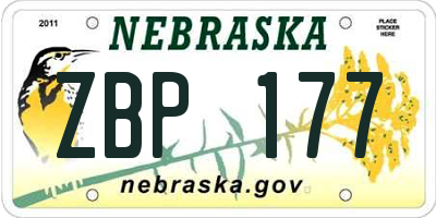 NE license plate ZBP177