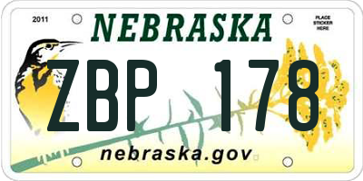 NE license plate ZBP178