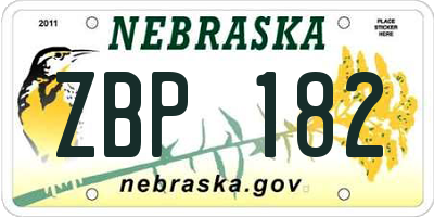 NE license plate ZBP182