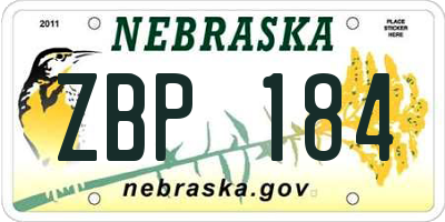 NE license plate ZBP184