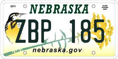 NE license plate ZBP185