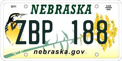 NE license plate ZBP188