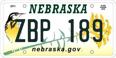 NE license plate ZBP189