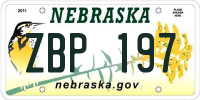 NE license plate ZBP197