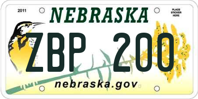 NE license plate ZBP200