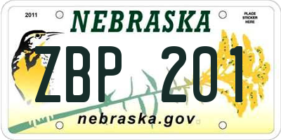 NE license plate ZBP201