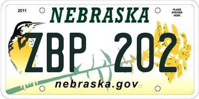 NE license plate ZBP202