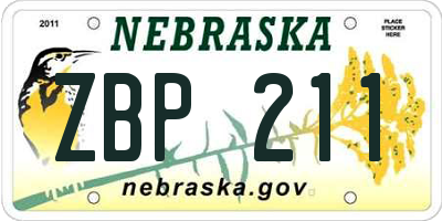 NE license plate ZBP211