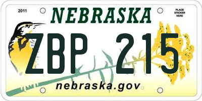 NE license plate ZBP215