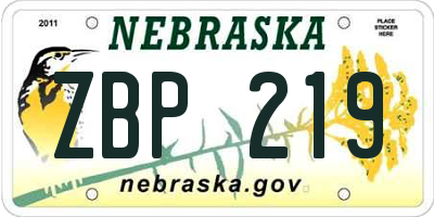 NE license plate ZBP219