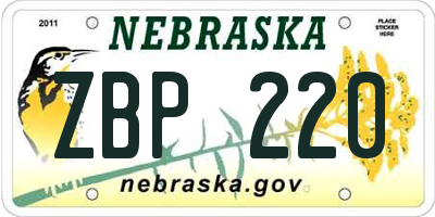NE license plate ZBP220