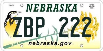 NE license plate ZBP222