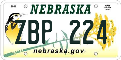NE license plate ZBP224