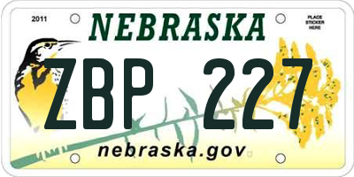 NE license plate ZBP227