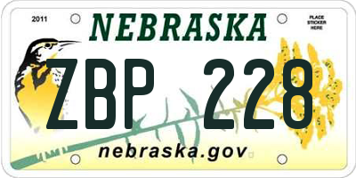NE license plate ZBP228