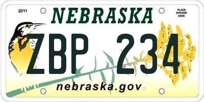 NE license plate ZBP234