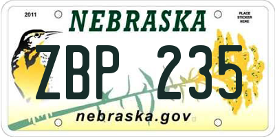 NE license plate ZBP235