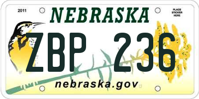 NE license plate ZBP236