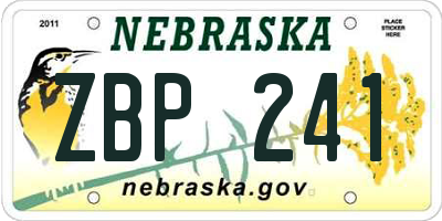NE license plate ZBP241