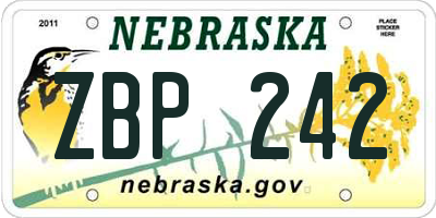NE license plate ZBP242