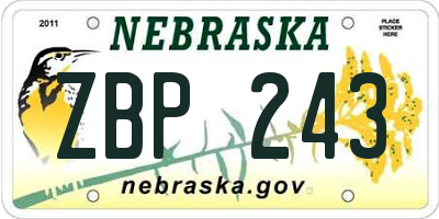 NE license plate ZBP243