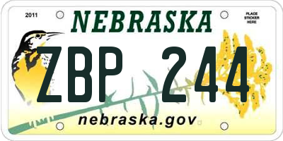 NE license plate ZBP244
