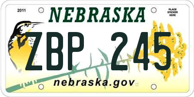 NE license plate ZBP245