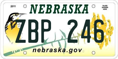 NE license plate ZBP246