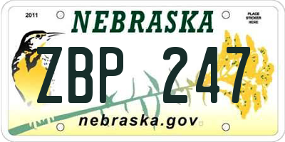 NE license plate ZBP247