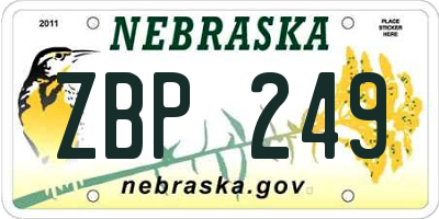 NE license plate ZBP249