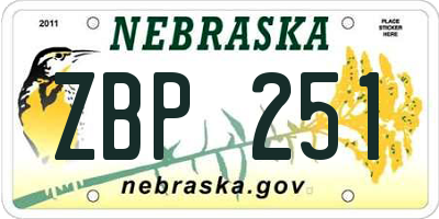 NE license plate ZBP251