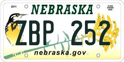 NE license plate ZBP252