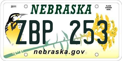 NE license plate ZBP253