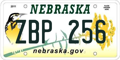 NE license plate ZBP256