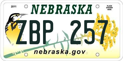 NE license plate ZBP257